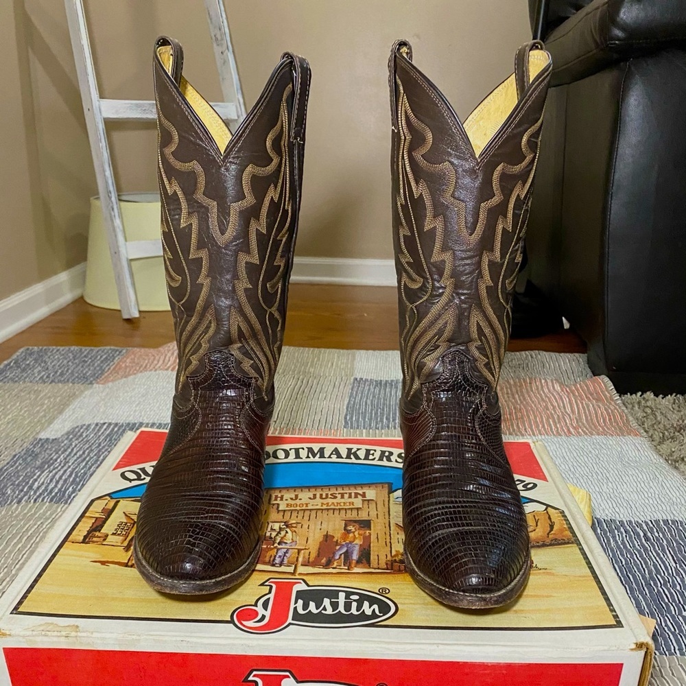 Vintage Justin Iguana leather Cowboy boots